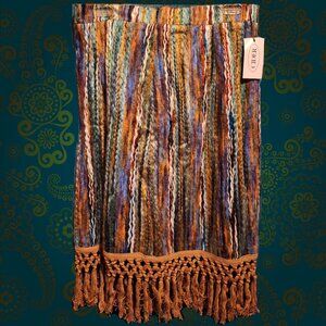 Cider Colorful Knit Skirt with Fringe